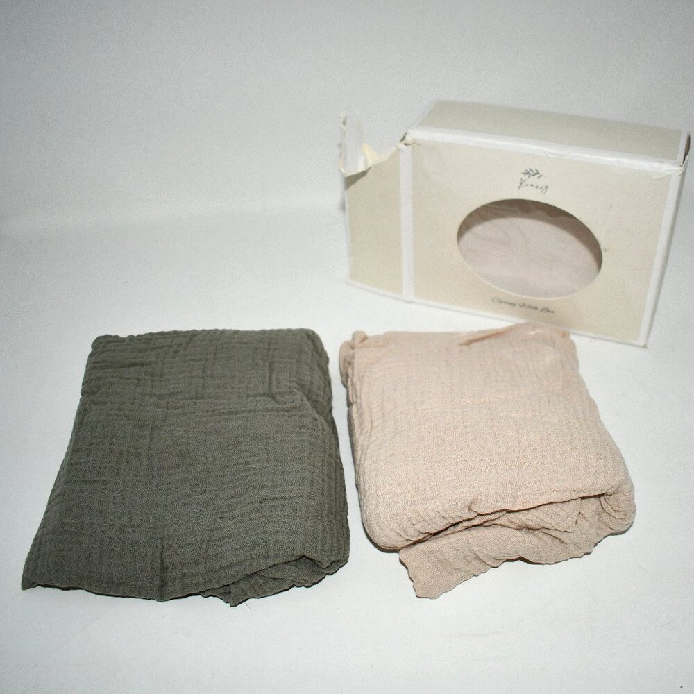 Konssy 2 Pack Muslin Changing Pad Covers, Ultra Soft Cotton Baby Covers, Fog Gre